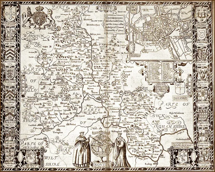 Framed Print : 17th Century (1605) Map of Oxfordshire Framed Print : 17th Century (1605) Map of Oxfordshire