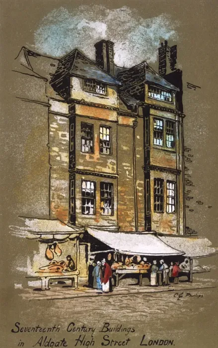 Framed Print : 17th century buildings on Aldgate High Street, London Framed Print : 17th century buildings on Aldgate High Street, London