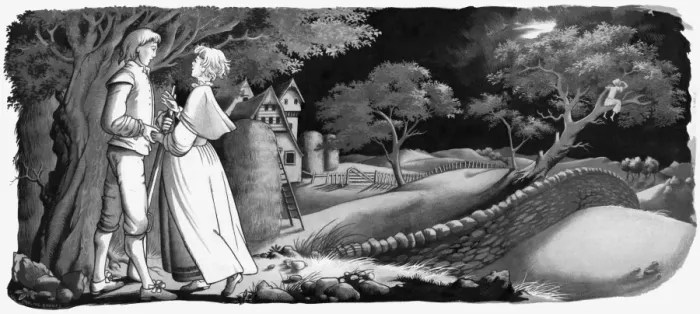 Framed Print : 17th Century Couple Meeting at Night