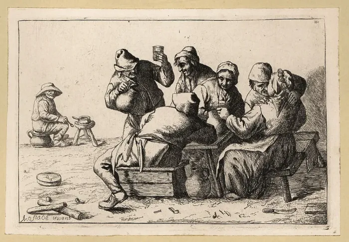 Framed Print : 17th century Dutch drinking scene with men and women carousing a Framed Print : 17th century Dutch drinking scene with men and women carousing a