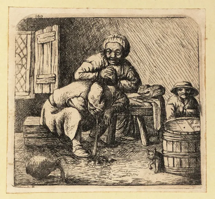 Framed Print : 17th century Dutch drunk man vomits on the floor of a tavern Framed Print : 17th century Dutch drunk man vomits on the floor of a tavern