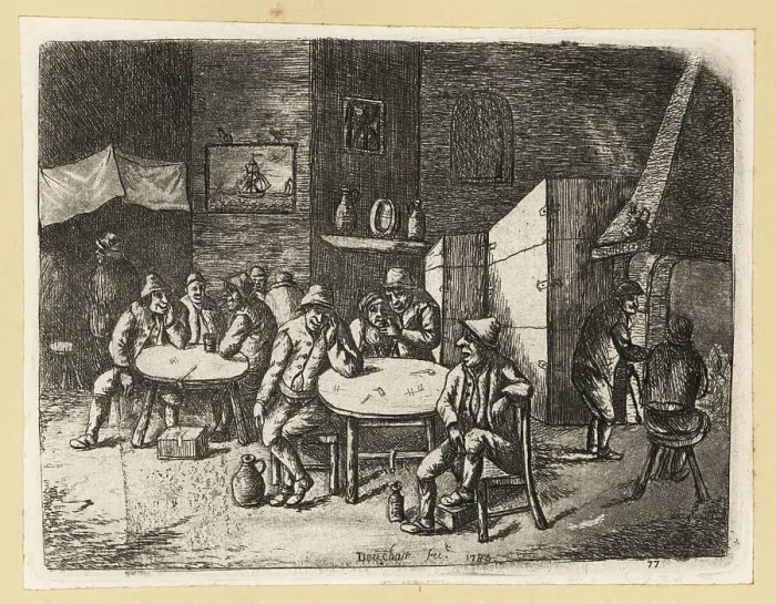 Framed Print : 17th century Dutch tavern scene, with many peasants drinking Framed Print : 17th century Dutch tavern scene, with many peasants drinking
