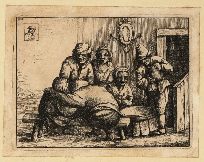 Framed Print : 17th century peasants drinking in a tavern Framed Print : 17th century peasants drinking in a tavern