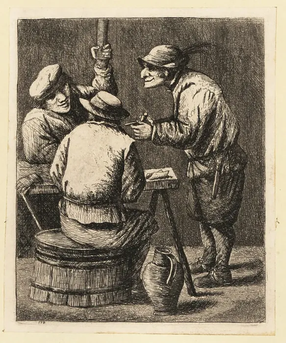 Framed Print : 17th century peasants drinking at a tressle table in a tavern Framed Print : 17th century peasants drinking at a tressle table in a tavern