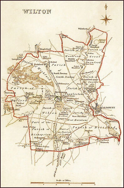 1832 Pre Victorian Map of Wilton near Salisbury