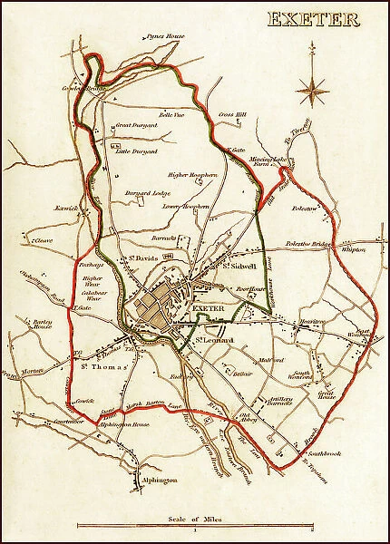 1832 Victorian Map of Exeter