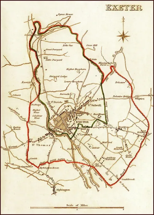 Framed Print : 1832 Victorian Map of Exeter Framed Print : 1832 Victorian Map of Exeter