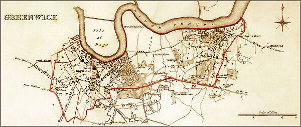 1832 Victorian Map of Greenwich