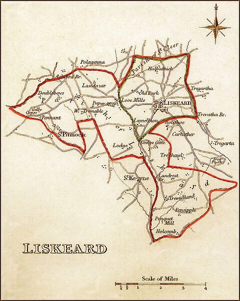 1832 Victorian Map of Liskeard
