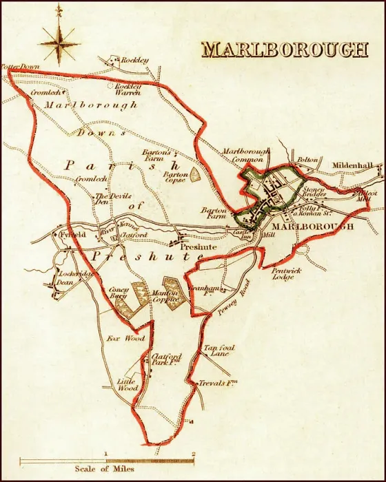 Framed Print : 1832 Victorian Map of Marlborough Framed Print : 1832 Victorian Map of Marlborough