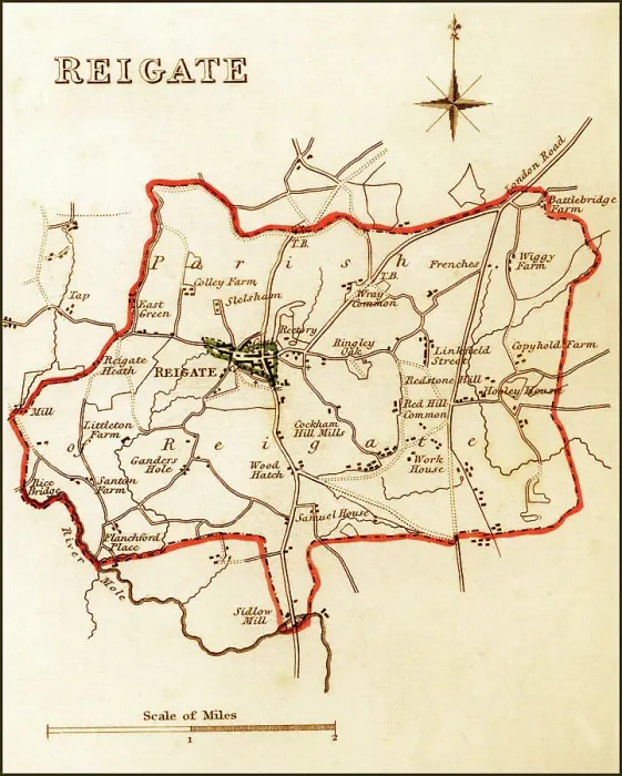 Framed Print : 1832 Victorian Map of Reigate Framed Print : 1832 Victorian Map of Reigate