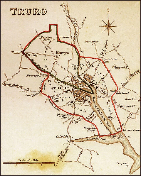 1832 Victorian Map of Truro