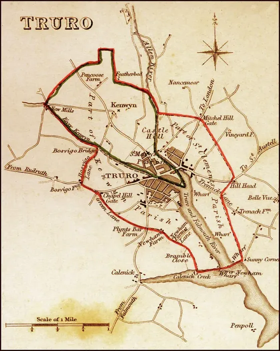 Framed Print : 1832 Victorian Map of Truro