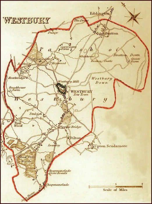 Framed Print : 1832 Victorian Map of Westbury Framed Print : 1832 Victorian Map of Westbury