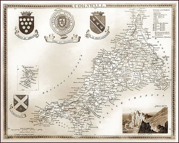 1840s Victorian Map of Cornwall