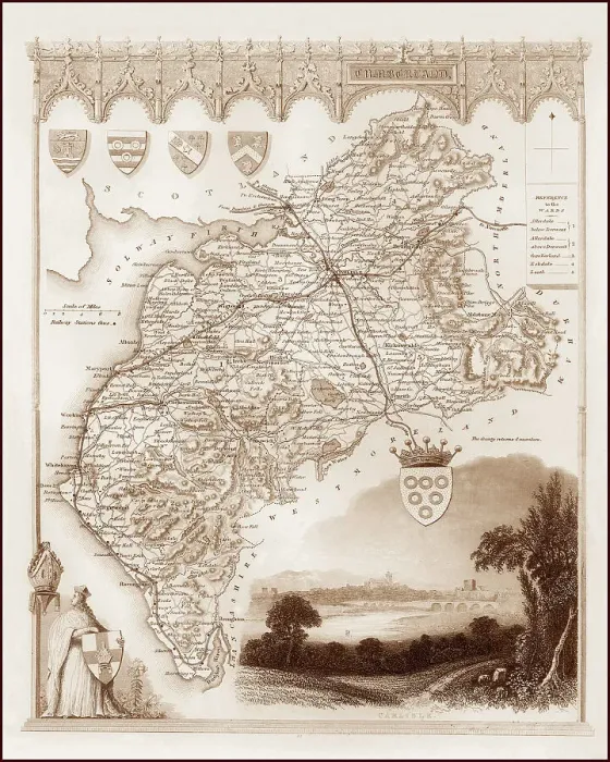 Framed Print : 1840s Victorian Map of Cumberland Framed Print : 1840s Victorian Map of Cumberland