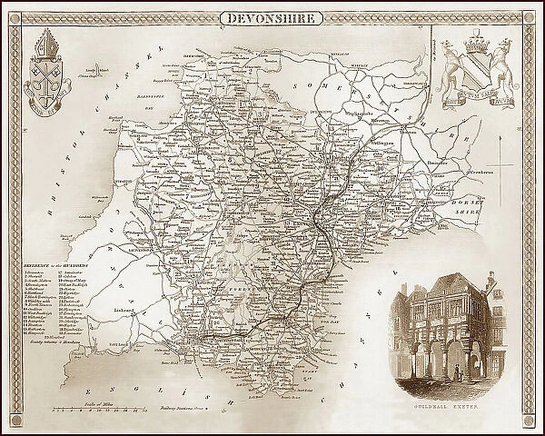 1840s Victorian Map of Devon