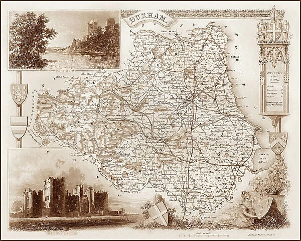 1840s Victorian Map of Durham