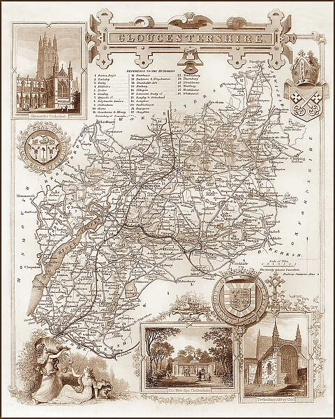 1840s Victorian Map of Gloucestershire