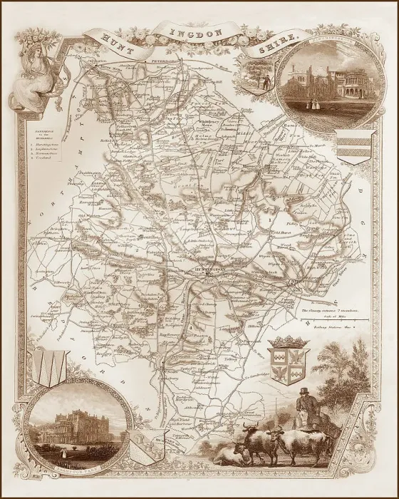 Framed Print : 1840s Victorian Map of Huntingdonshire Framed Print : 1840s Victorian Map of Huntingdonshire