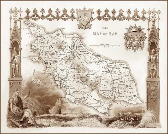 Framed Print : 1840s Victorian Map of Isle Of Man Framed Print : 1840s Victorian Map of Isle Of Man