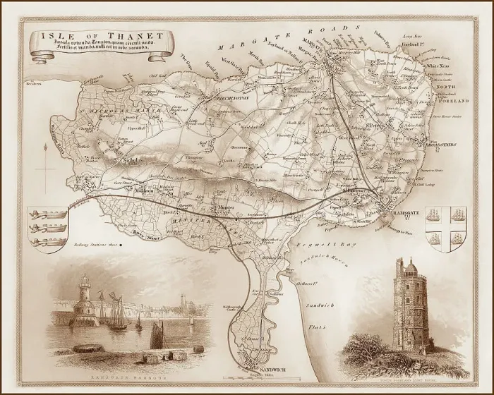 Framed Print : 1840s Victorian Map of Isle Of Thanet Framed Print : 1840s Victorian Map of Isle Of Thanet