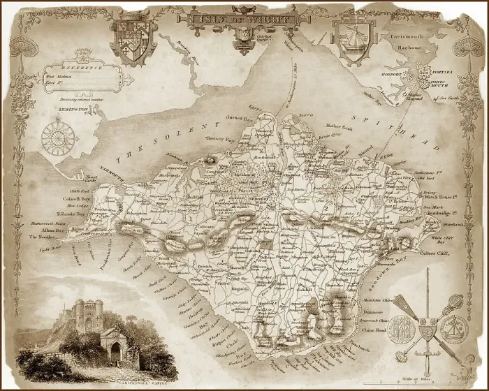 Framed Print : 1840s Victorian Map of Isle Of Wight Framed Print : 1840s Victorian Map of Isle Of Wight