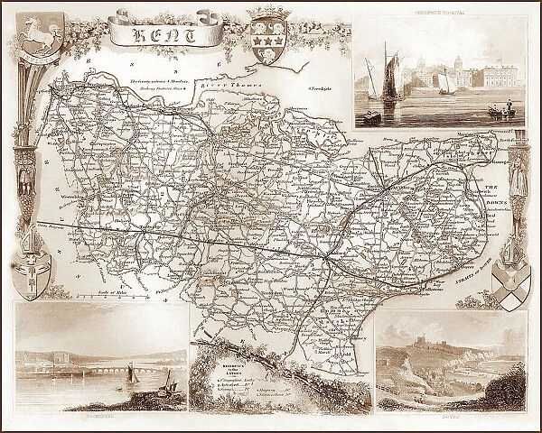 1840s Victorian Map of Kent