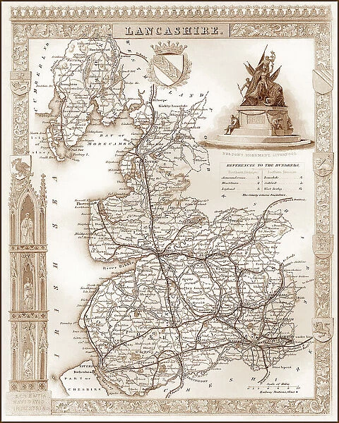 1840s Victorian Map of Lancashire