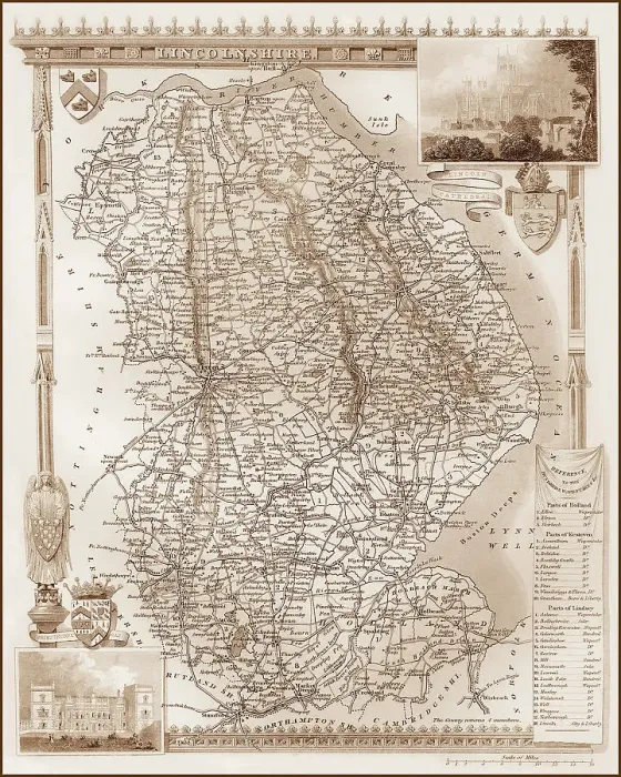 Framed Print : 1840s Victorian Map of Lincolnshire Framed Print : 1840s Victorian Map of Lincolnshire
