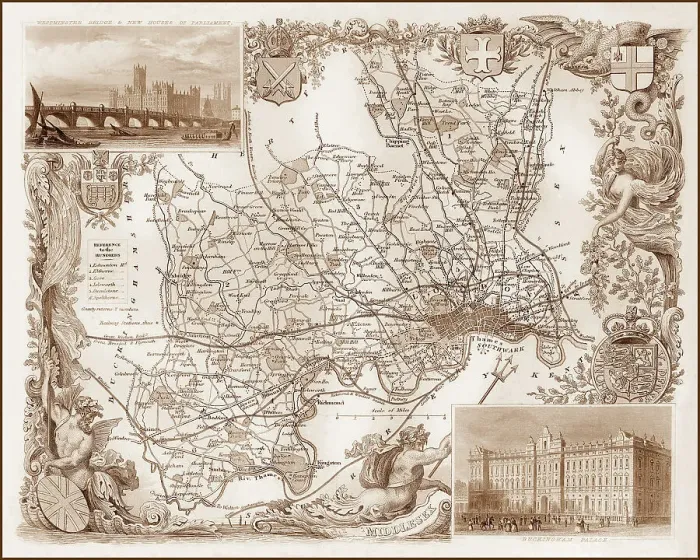 Framed Print : 1840s Victorian Map Of Middlesex Vintage Lantern Framed Print : 1840s Victorian Map Of Middlesex Vintage Lantern