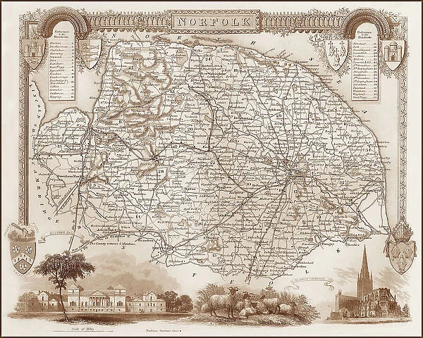 1840s Victorian Map of Norfolk