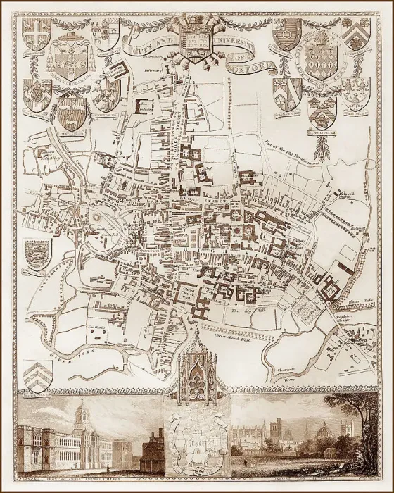 Framed Print : 1840s Victorian Map of Oxford Framed Print : 1840s Victorian Map of Oxford