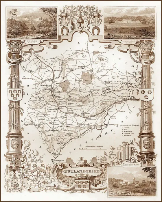 Framed Print : 1840s Victorian Map of Rutland Framed Print : 1840s Victorian Map of Rutland