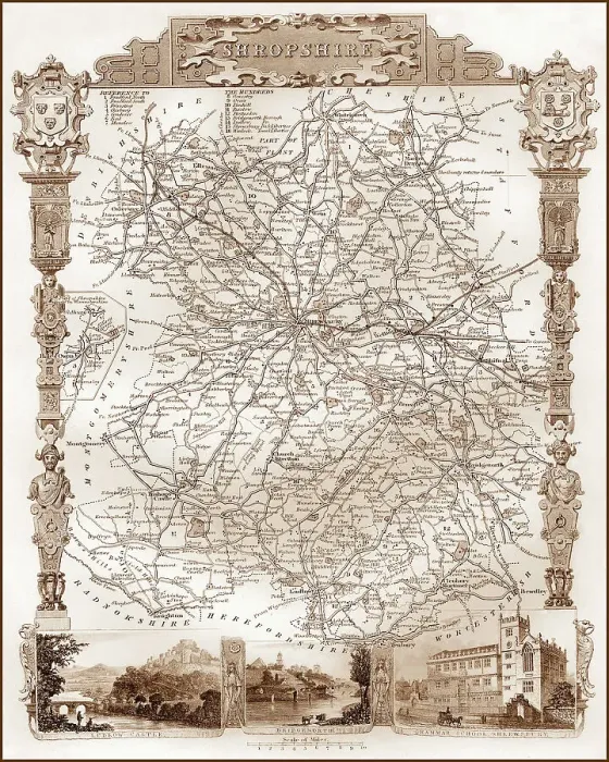 Framed Print : 1840s Victorian Map of Shropshire Framed Print : 1840s Victorian Map of Shropshire