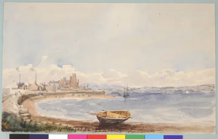 Framed Print : Leith (1842). Moore, James 1819 - 1883. Date: 1842 Framed Print : Leith (1842). Moore, James 1819 - 1883. Date: 1842