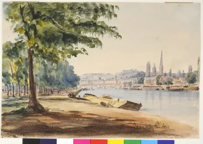 Framed Print : Rouen (1846). Moore, James 1819 - 1883. Date: 1846 Framed Print : Rouen (1846). Moore, James 1819 - 1883. Date: 1846