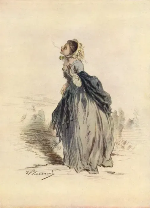 Framed Print : 1850s woman smoking - flouting convention Framed Print : 1850s woman smoking - flouting convention