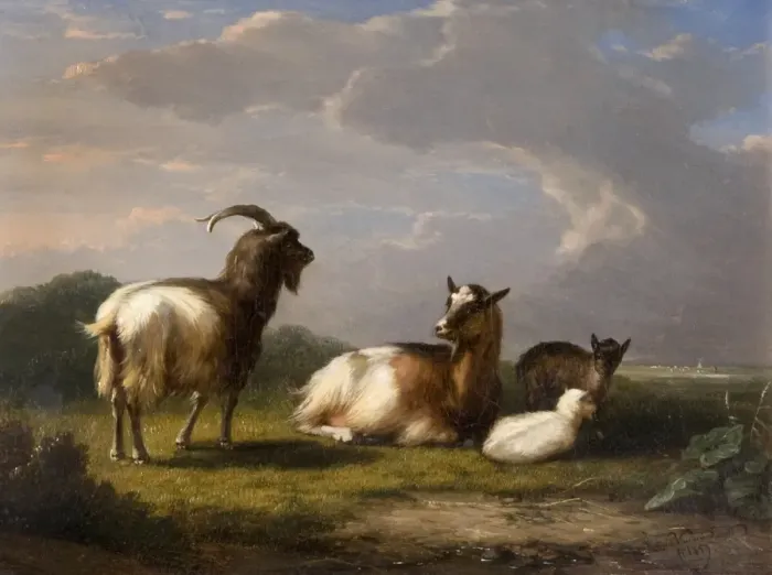 Framed Print : Goats (1859). Severdonck, Franz van 1809-1889. Date: 1859 Framed Print : Goats (1859). Severdonck, Franz van 1809-1889. Date: 1859