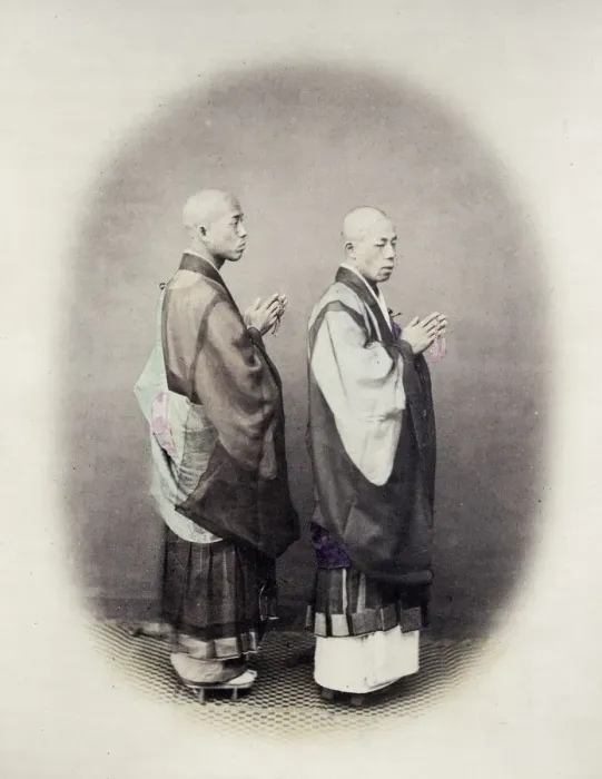 Framed Print : 1860s Japan - portrait of buddhist priests Felice or Felix Beato (1832 - 29 January 1909