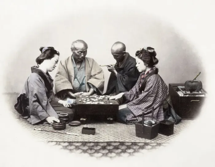 Framed Print : 1860s Japan - portrait of a group of men and women playing Go board game Felice or Felix Framed Print : 1860s Japan - portrait of a group of men and women playing Go board game Felice or Felix