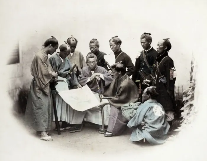 Framed Print : 1860s Japan - portrait of a group of southern officers Felice or Felix Beato Framed Print : 1860s Japan - portrait of a group of southern officers Felice or Felix Beato