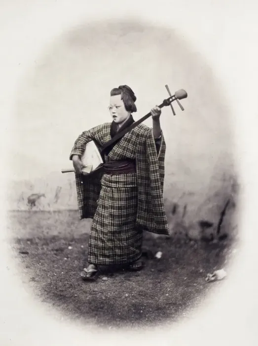 Framed Print : 1860s Japan - portrait of a street singer with a shamisen Felice or Felix Beato Framed Print : 1860s Japan - portrait of a street singer with a shamisen Felice or Felix Beato