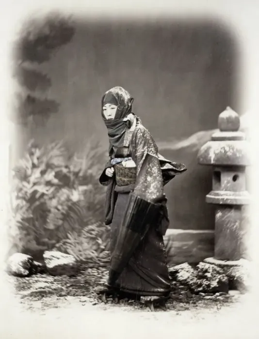 Framed Print : 1860s Japan - portrait of a woman in winter clothing Felice or Felix Beato Framed Print : 1860s Japan - portrait of a woman in winter clothing Felice or Felix Beato