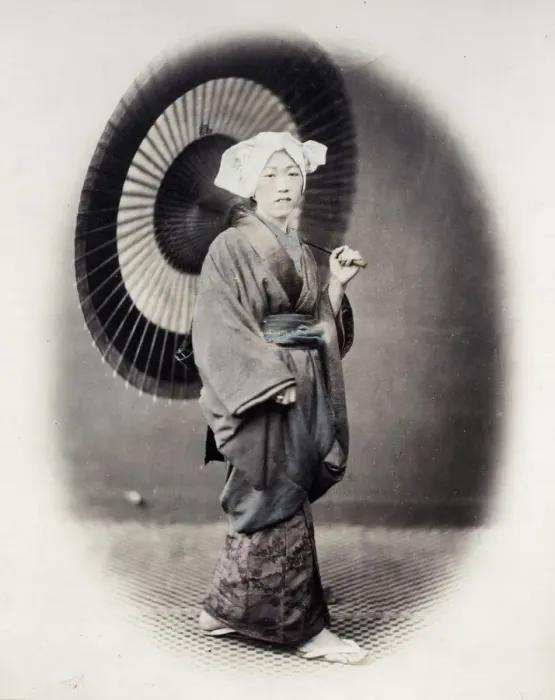 Framed Print : 1860s Japan - portrait of a young woman with a parasol Felice or Felix Beato Framed Print : 1860s Japan - portrait of a young woman with a parasol Felice or Felix Beato