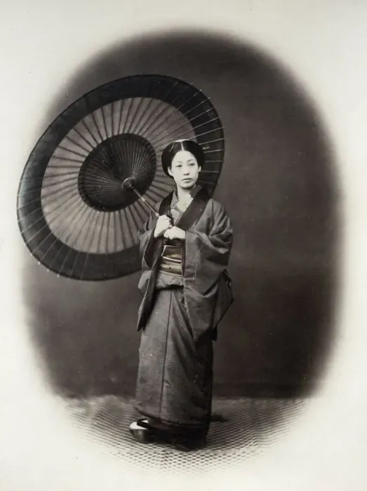 Framed Print : 1860s Japan - portrait of a young woman with a parasol Felice or Felix Beato Framed Print : 1860s Japan - portrait of a young woman with a parasol Felice or Felix Beato