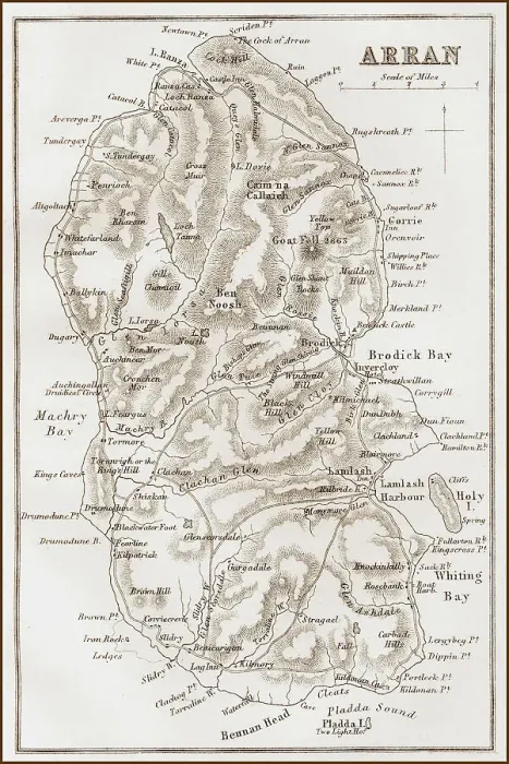 Framed Print : 1860s Victorian Map of the Isle of Arran Framed Print : 1860s Victorian Map of the Isle of Arran