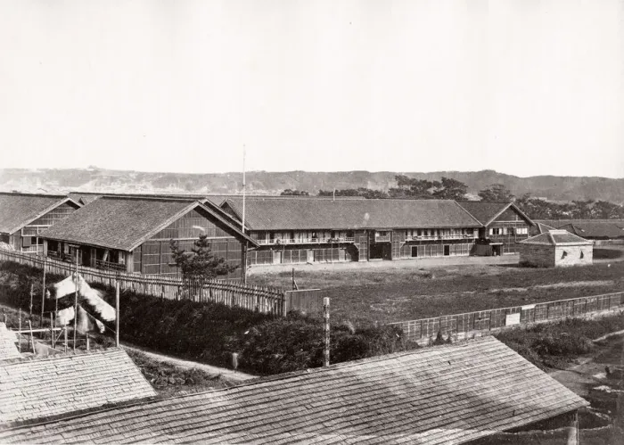 Framed Print : 1871 Japan - the Japanese army barracks at Noge - from The Far East magazine Framed Print : 1871 Japan - the Japanese army barracks at Noge - from The Far East magazine