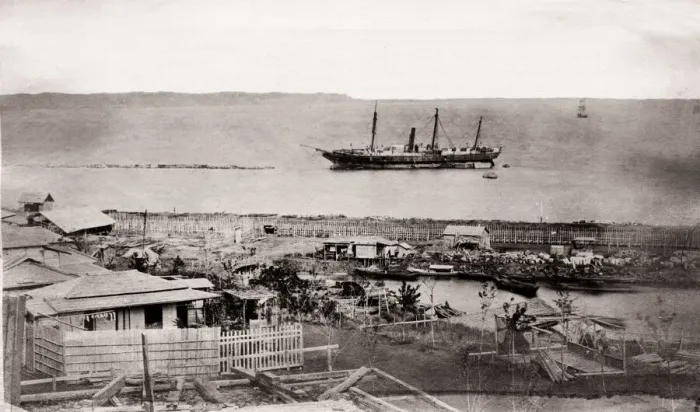 Framed Print : 1871 Japan - Japanese steamer Osaka stranded at Noge - from The Far East magazine Framed Print : 1871 Japan - Japanese steamer Osaka stranded at Noge - from The Far East magazine