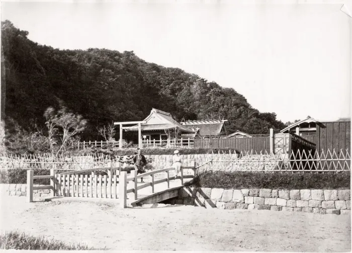 Framed Print : 1871 Japan - Oto-No-Mmiya shrine Kamakura - from The Far East magazine Framed Print : 1871 Japan - Oto-No-Mmiya shrine Kamakura - from The Far East magazine